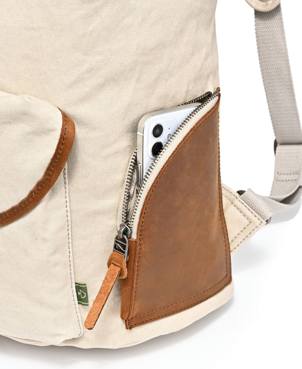 Tsd Brand Milo Canvas Backpack In Ivory