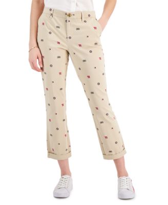 tommy hilfiger embroidered logo trousers