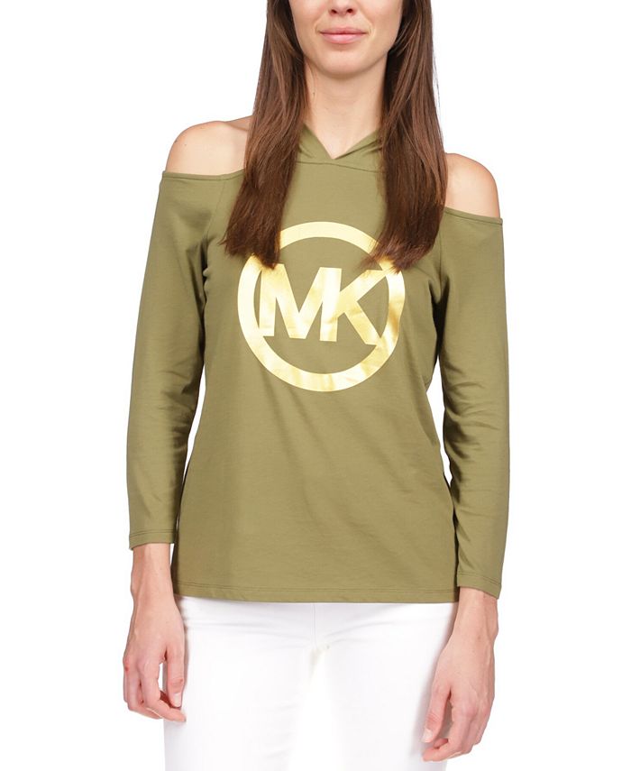 Michael Kors Logo Cold-Shoulder Hoodie - Macy's