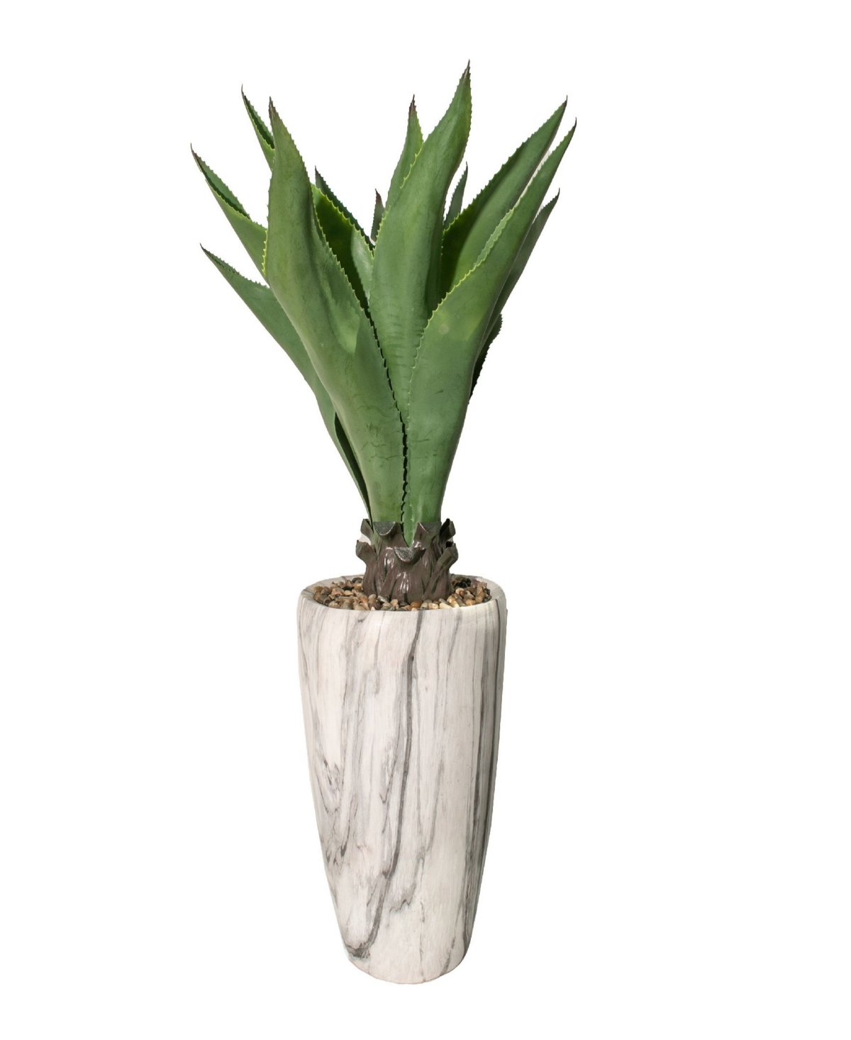 36" Tall Realistic Agave Plant in Fiber Stone Planter - Green