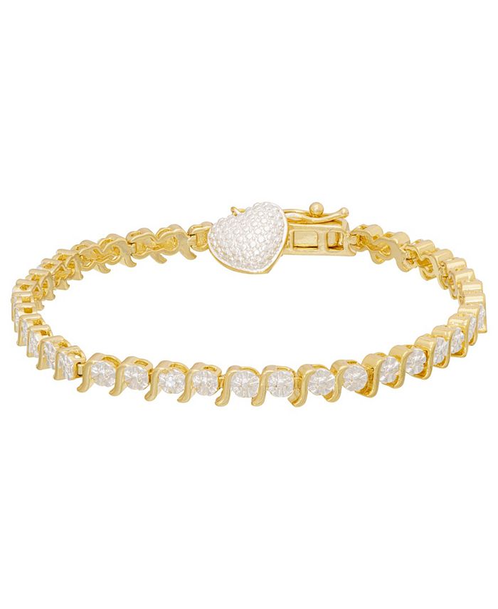 Macy's Diamond Accent S Design Heart Charm Bracelet - Macy's