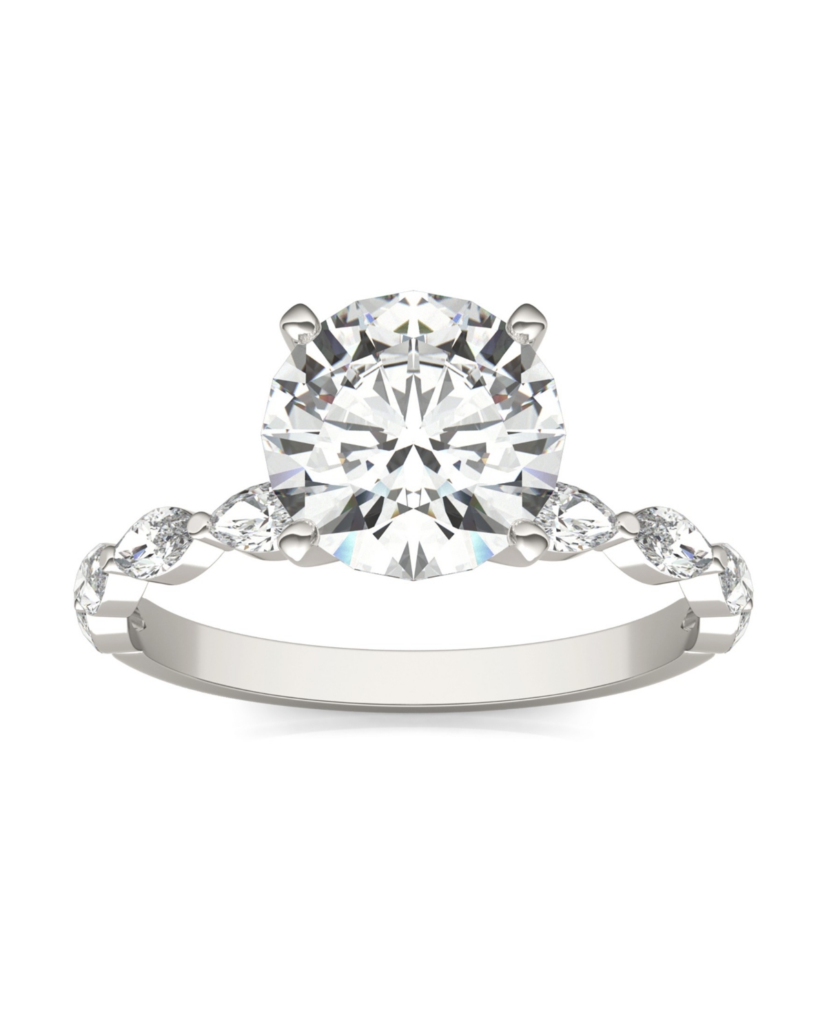 Shop Charles & Colvard Moissanite Accented Solitaire Engagement Ring (2-1/2 Carat Total Weight Diamond Equivalent) In 14k W In White Gold