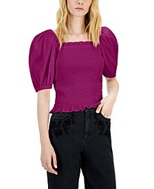 Women's Puff-Sleeve Smocked Top, Created for Macy's