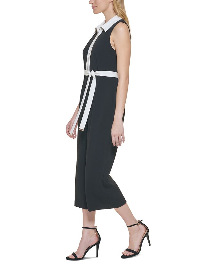 Tommy Hilfiger Women's Crepe Belted Jumpsuit Blue Size 8