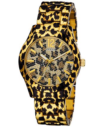 GUESS Women's Leopard Print Stainless Steel Bracelet Watch 40mm & Reviews -  All Watches - Jewelry & Watches - Macy's