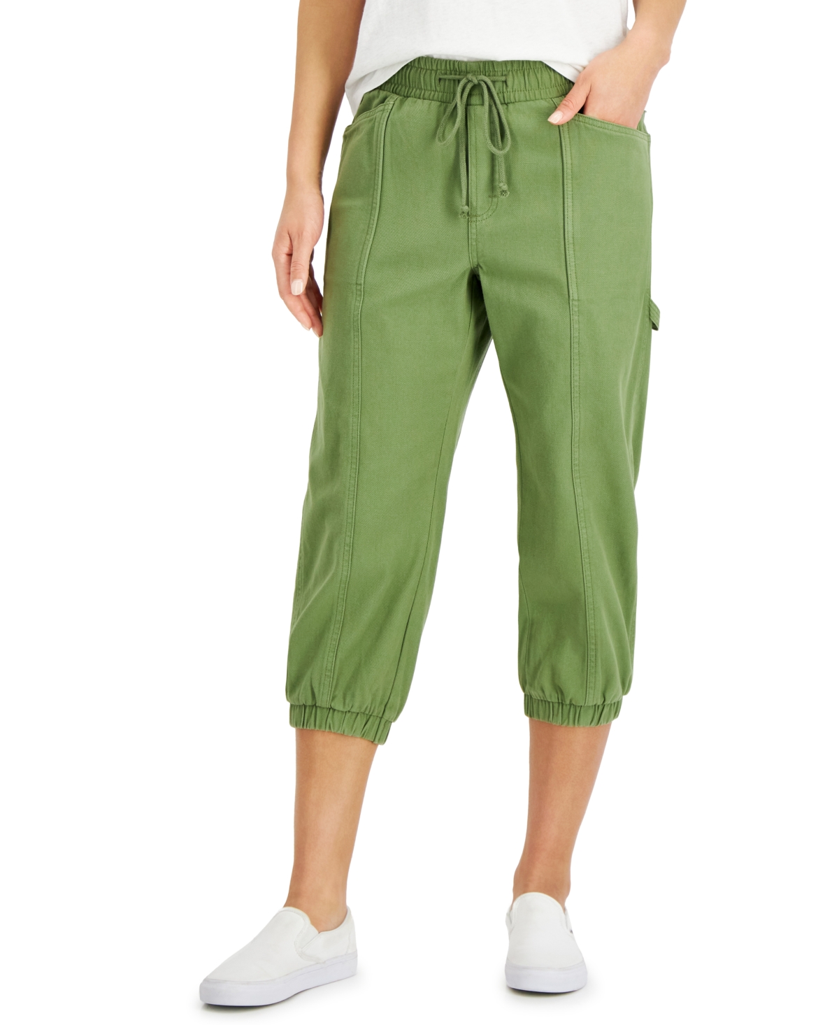 Style & Co Cotton Pull-on Capri Pants, Created For Macy's In Dry Grass ...