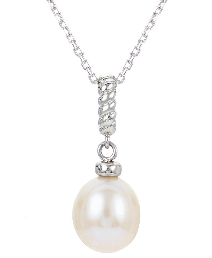 Macy's Cultured Freshwater Pearl (8mm) Twist Rope Pendant Necklace in ...