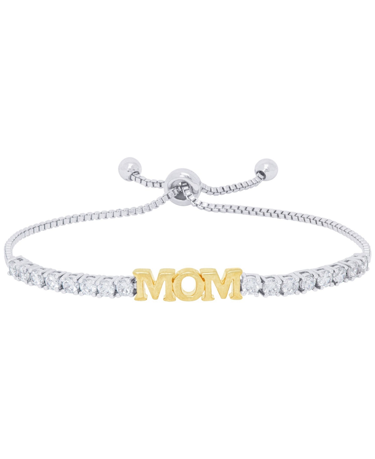 Women's Cubic Zirconia 'Mom' Adjustable Bolo Bracelet - Rose-Gold
