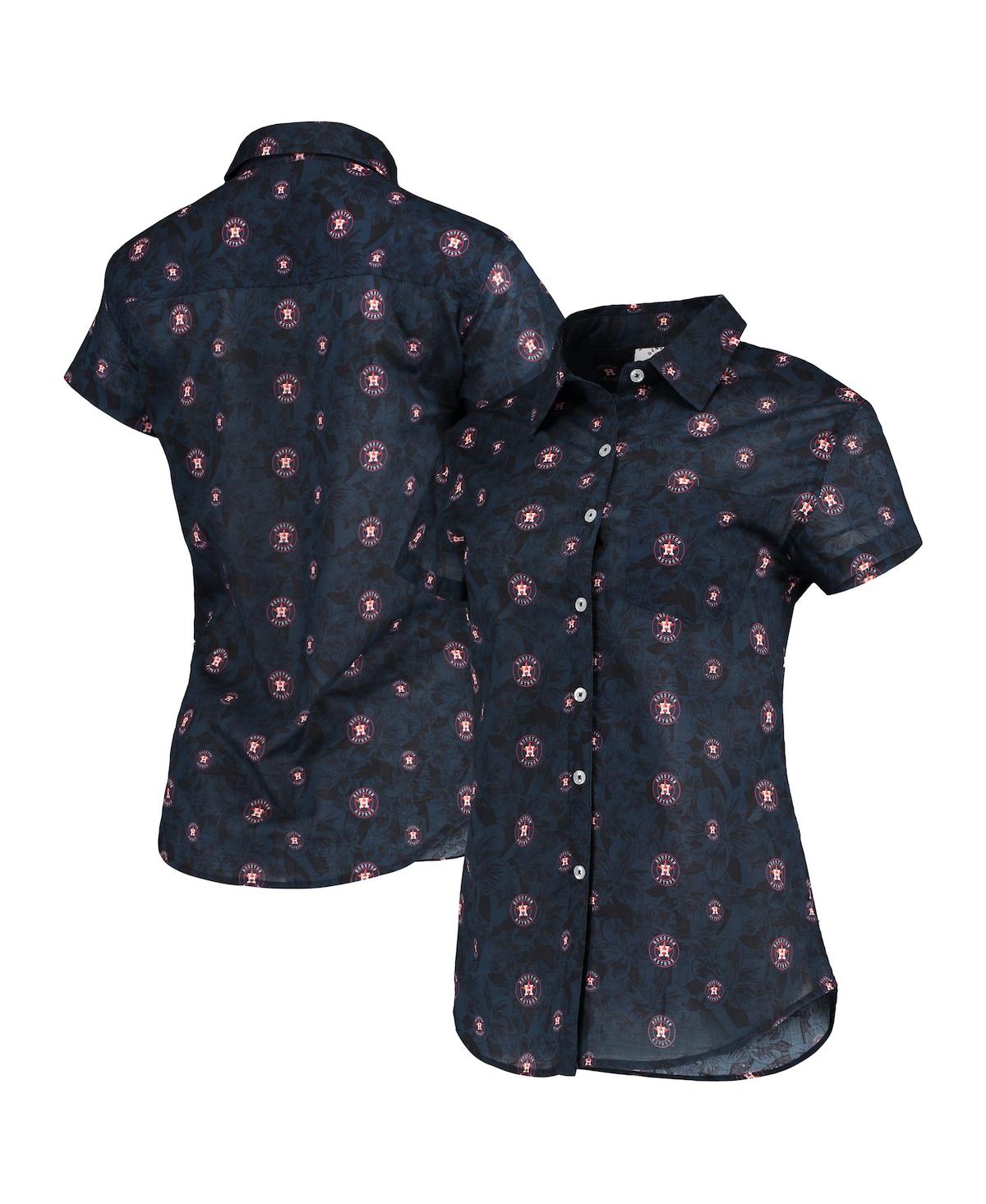 Shop Foco Women's  Navy Houston Astros Floral Button Up Shirt