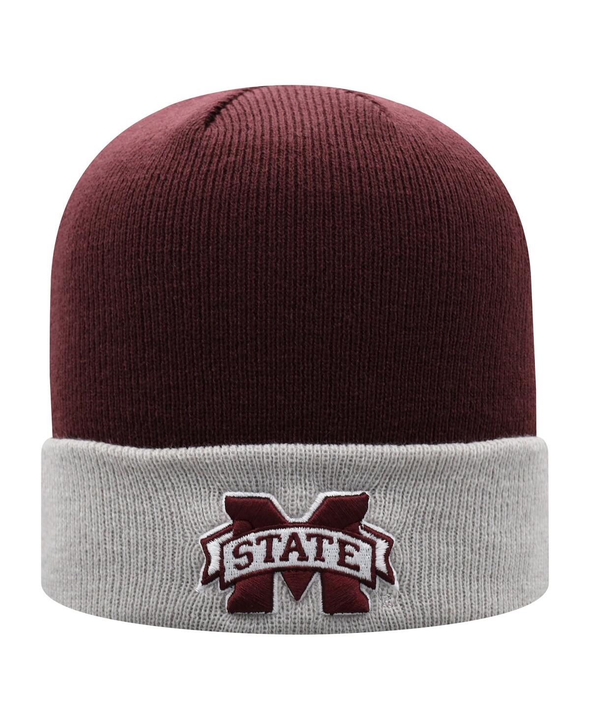 Top Of The World Men's  Maroon, Gray Mississippi State Bulldogs Core 2-tone Cuffed Knit Hat In Maroon,gray