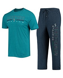 Men's Aqua, Navy Seattle Mariners Meter T-shirt and Pants Sleep Set