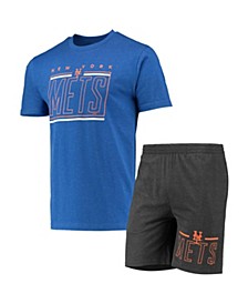 Men's Charcoal, Royal New York Mets Meter T-shirt and Shorts Sleep Set
