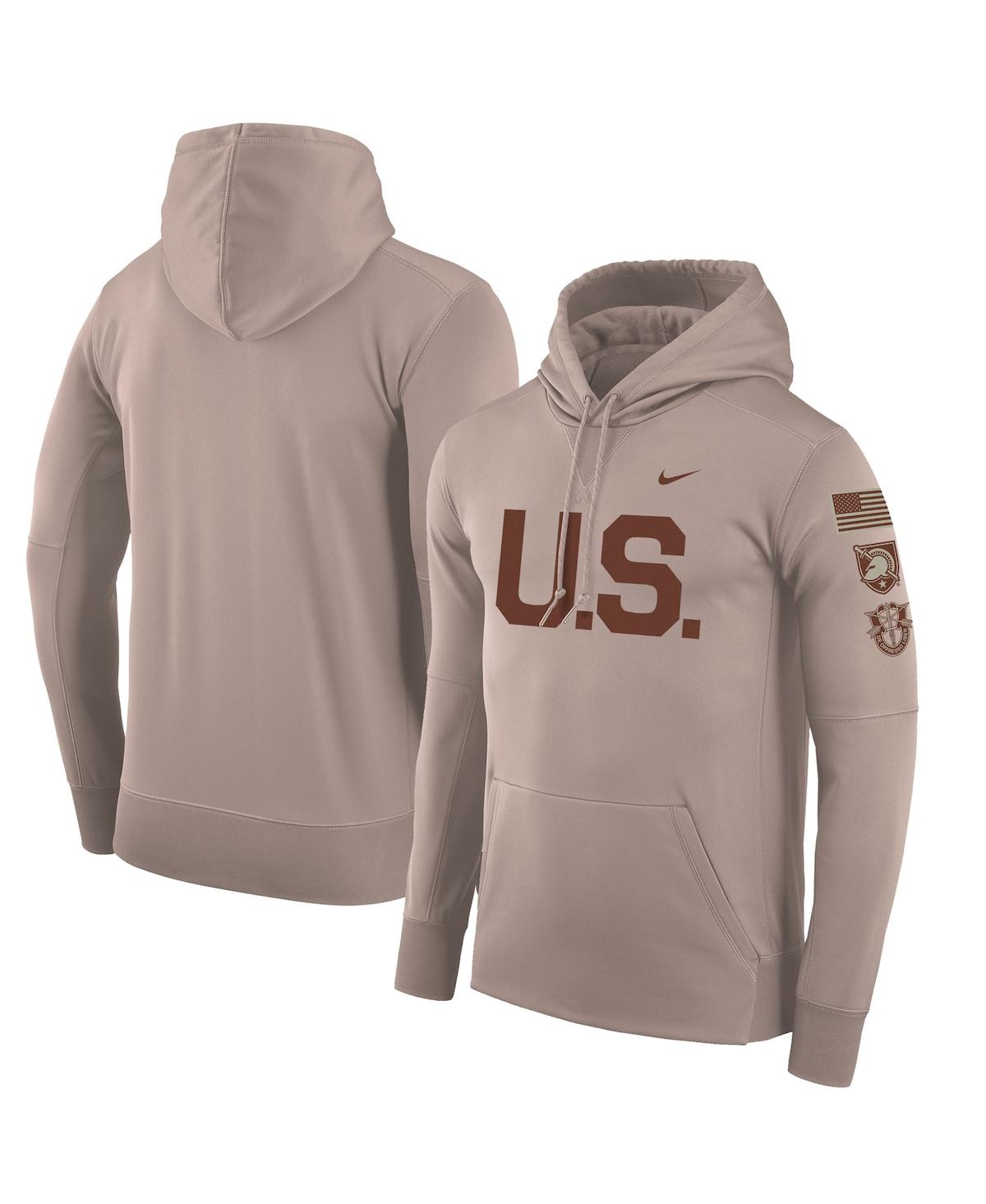Men's Nike Oatmeal Army Black Knights Rivalry U.s. Therma Pullover Hoodie