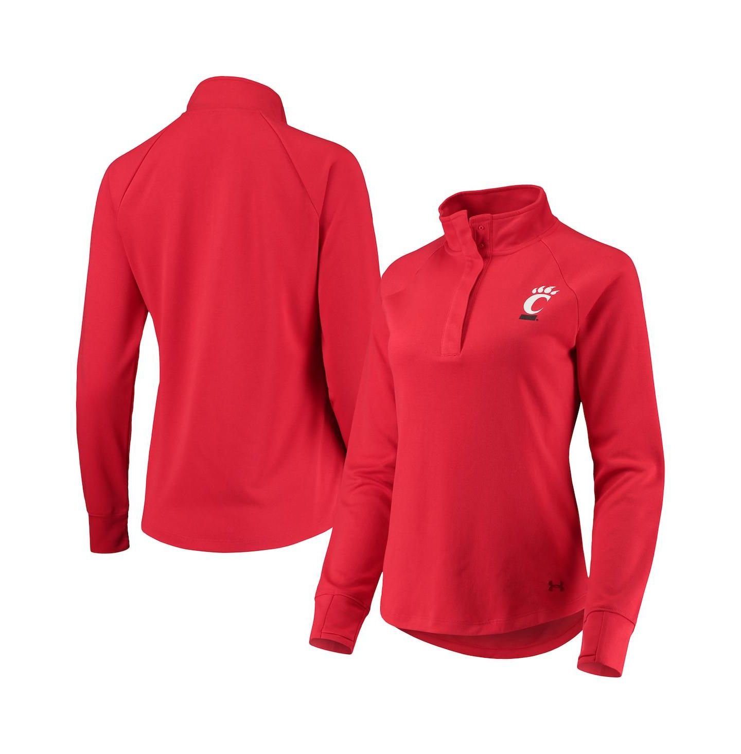Женская куртка Under Armour Red Cincinnati Bearcats Double Knit Raglan Quarter-Snap — фото 1
