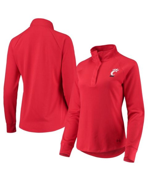Женские куртки Under Armour Women's Red Cincinnati Bearcats Double Knit Raglan Quarter-Snap Jacket