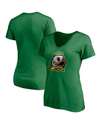 Women's Green Oregon Ducks Primary Logo V-Neck T-shirt