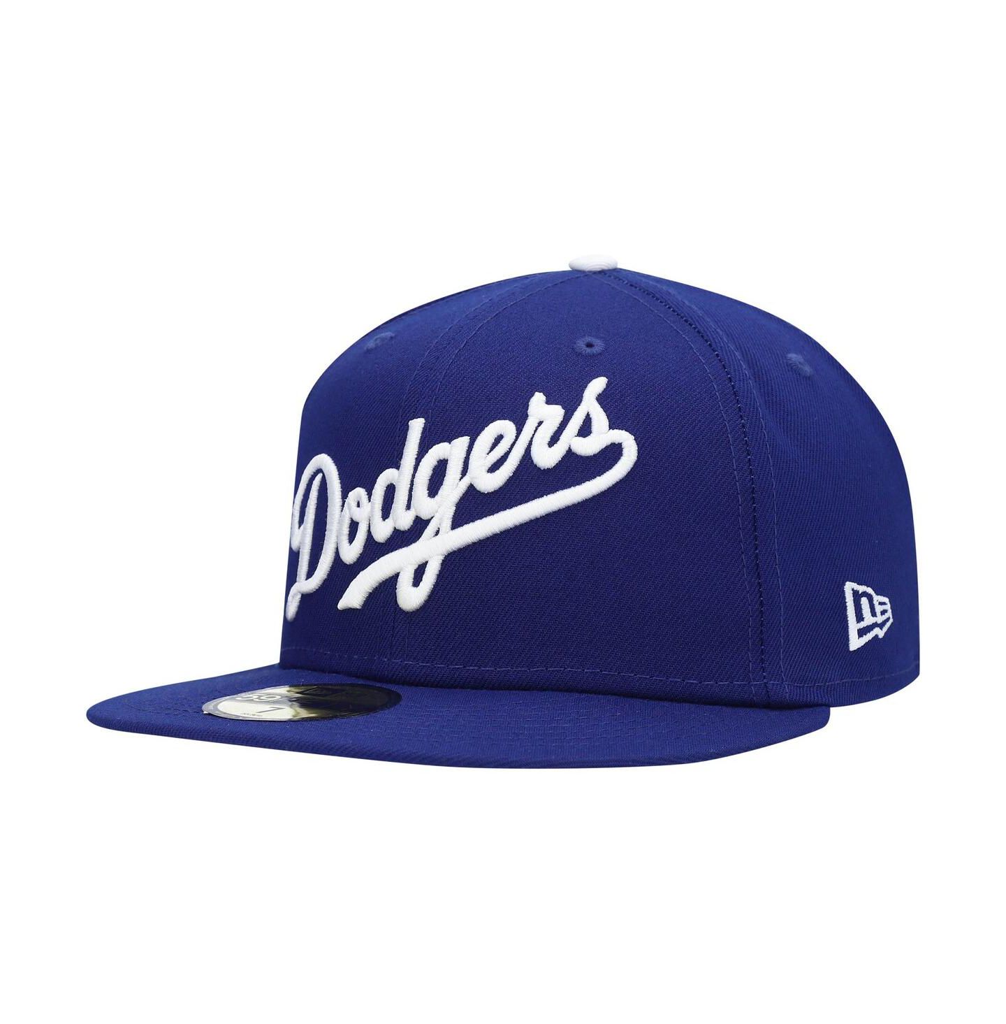Мужская кепка New Era Royal Los Angeles Dodgers Logo White 59FIFTY Fitted Hat — фото 2