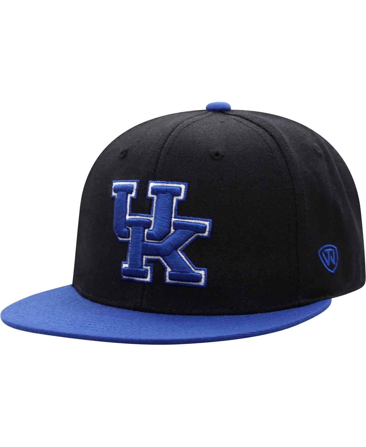 Shop Top Of The World Men's  Black, Royal Kentucky Wildcats Team Color Two-tone Fitted Hat In Black,royal