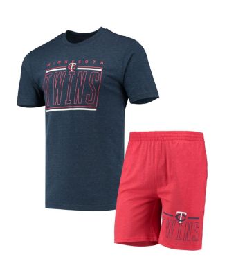Men's Red, Navy Minnesota Twins Meter T-shirt and Shorts Sleep Set