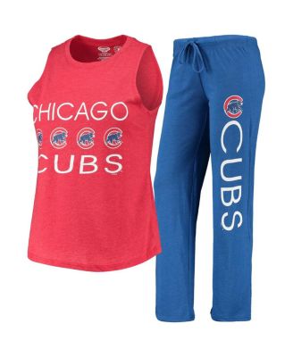 Women's Royal, Red Chicago Cubs Meter Muscle Tank Top and Pants Sleep Set