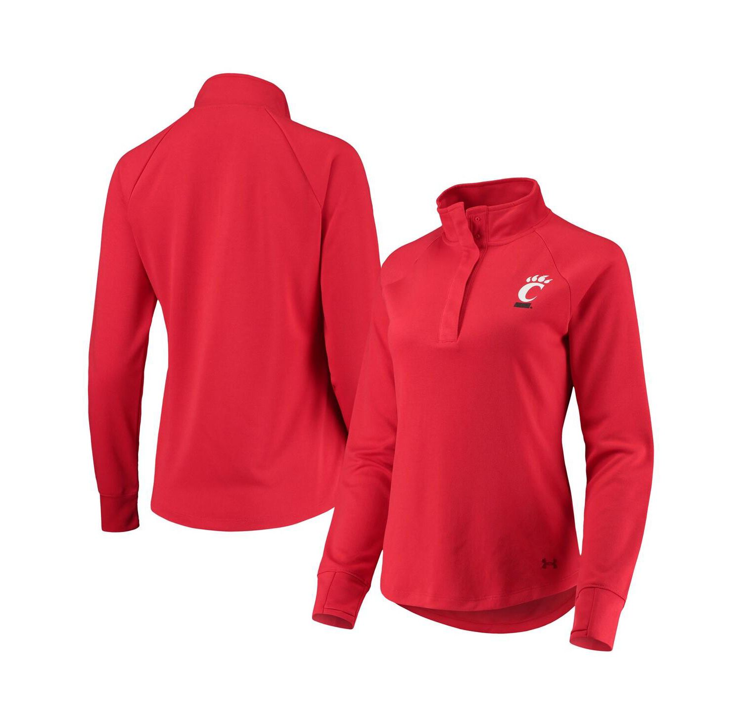 Women's Red Cincinnati Bearcats Double Knit Raglan Quarter-Snap Jacket