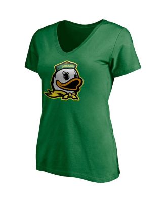 Women's Green Oregon Ducks Primary Logo V-Neck T-shirt