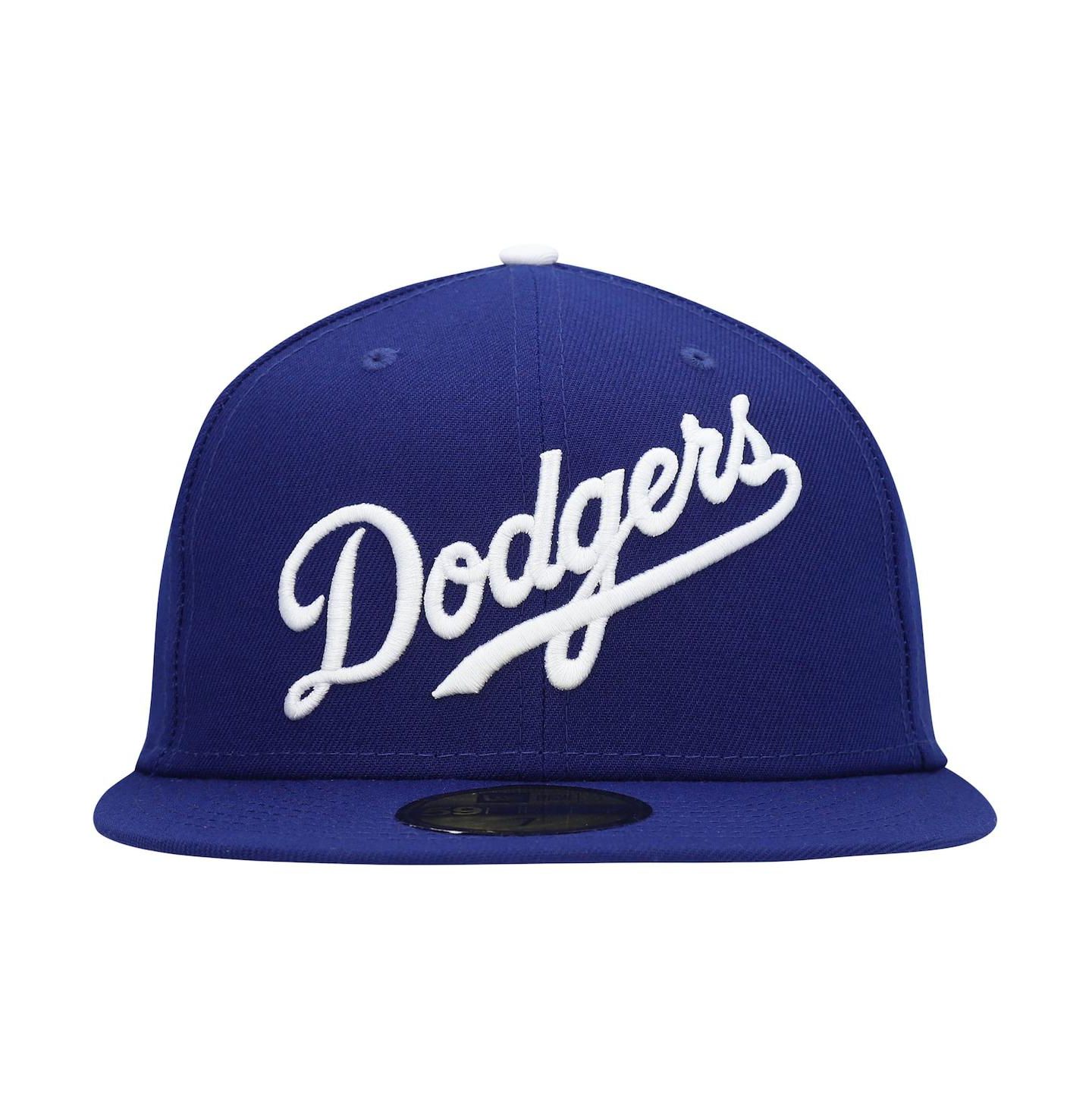Мужская кепка New Era Royal Los Angeles Dodgers Logo White 59FIFTY Fitted Hat — фото 3