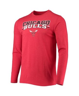 Men's Black, Red Chicago Bulls Long Sleeve T-shirt and Pants Sleep Set