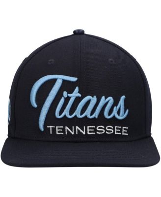 Men's Navy Tennessee Titans Script Wordmark Snapback Hat