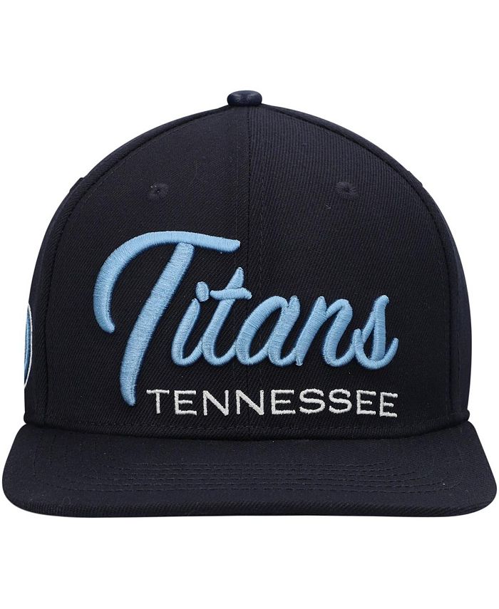 Pro Standard Men's Navy Tennessee Titans Script Wordmark Snapback Hat ...