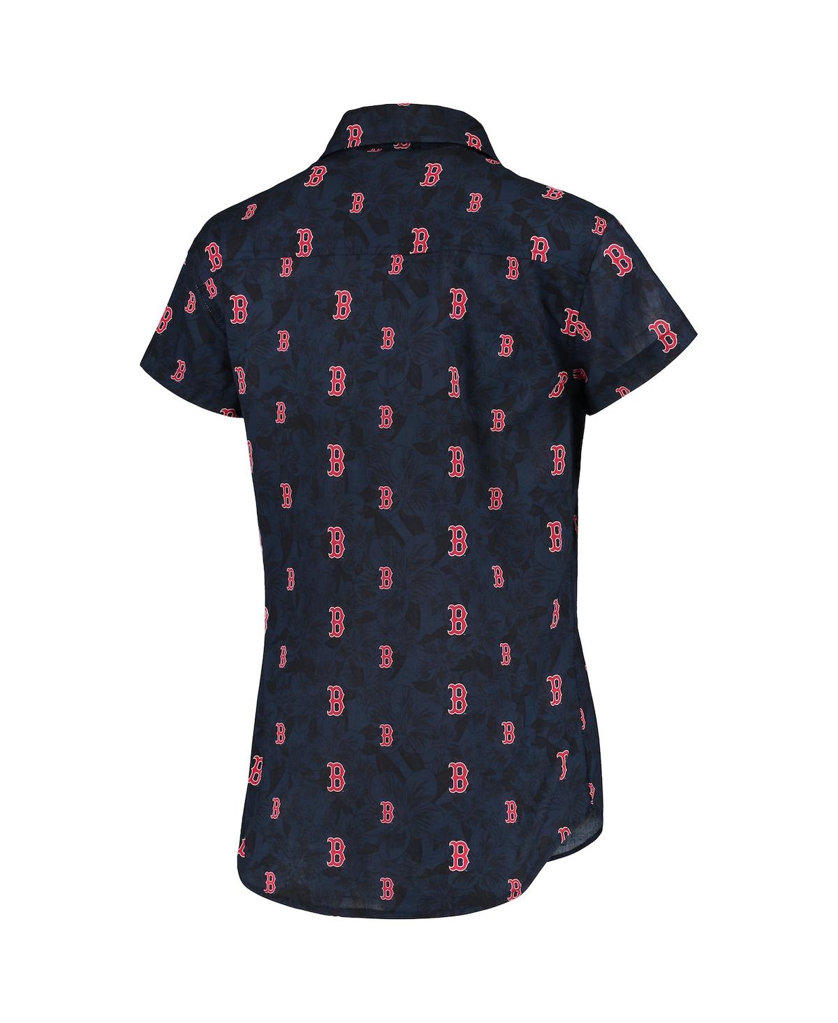 Shop Foco Women's  Navy Boston Red Sox Floral Button Up Shirt
