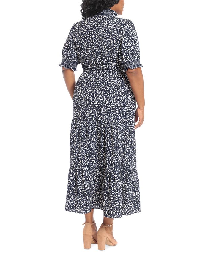 London Times Plus Size Floral-Print Tiered Maxi Dress - Macy's