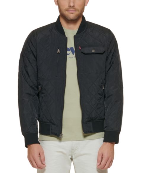 Мужская куртка Levi's Regular-Fit Diamond-Quilted Bomber, цвет: Чёрный