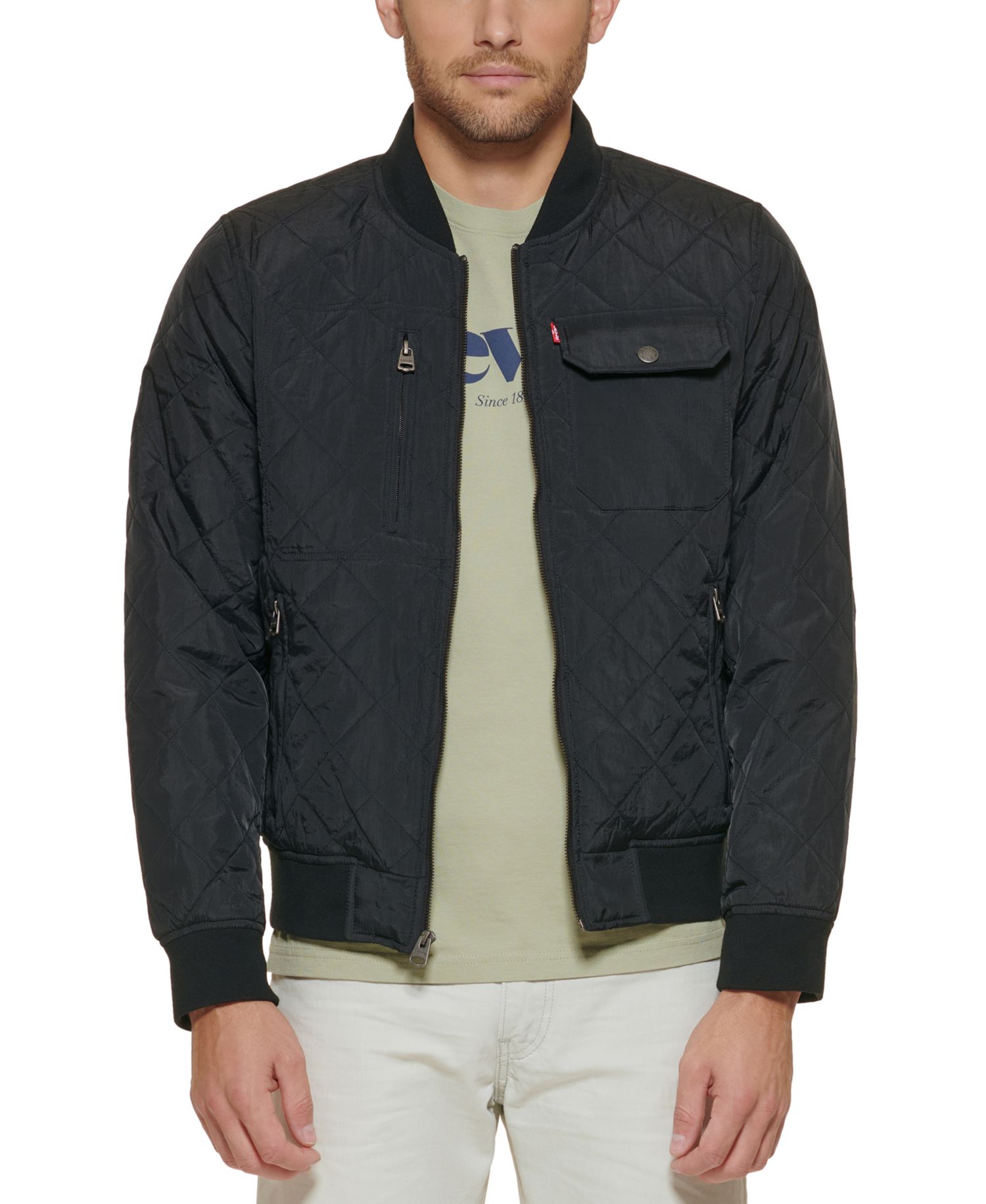 Men's Regular-Fit Diamond-Quilted Bomber Jacket
