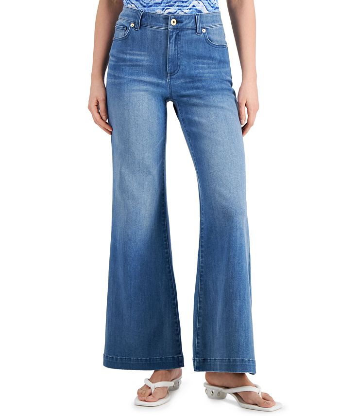 Petite Recover High Rise Wide Leg Blue Jeans