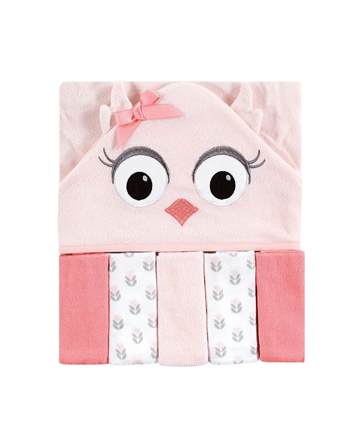Hudson Baby Girls Hooded Towel and Washcloths, 6Piece Set Macy's