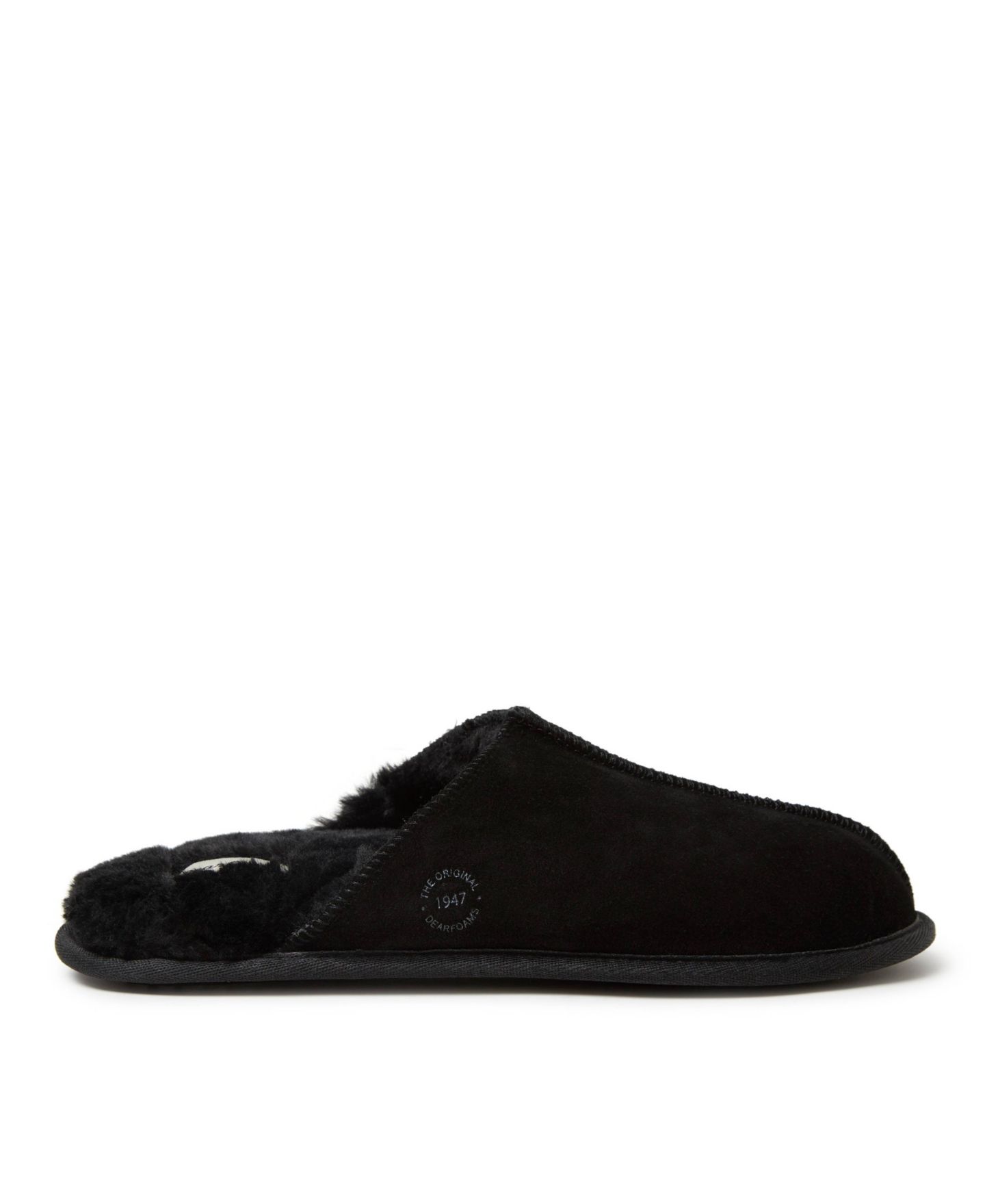 Мужские тапочки Dearfoams Bradford Genuine Suede Scuff House Slipper, цвет: Чёрный — фото 2