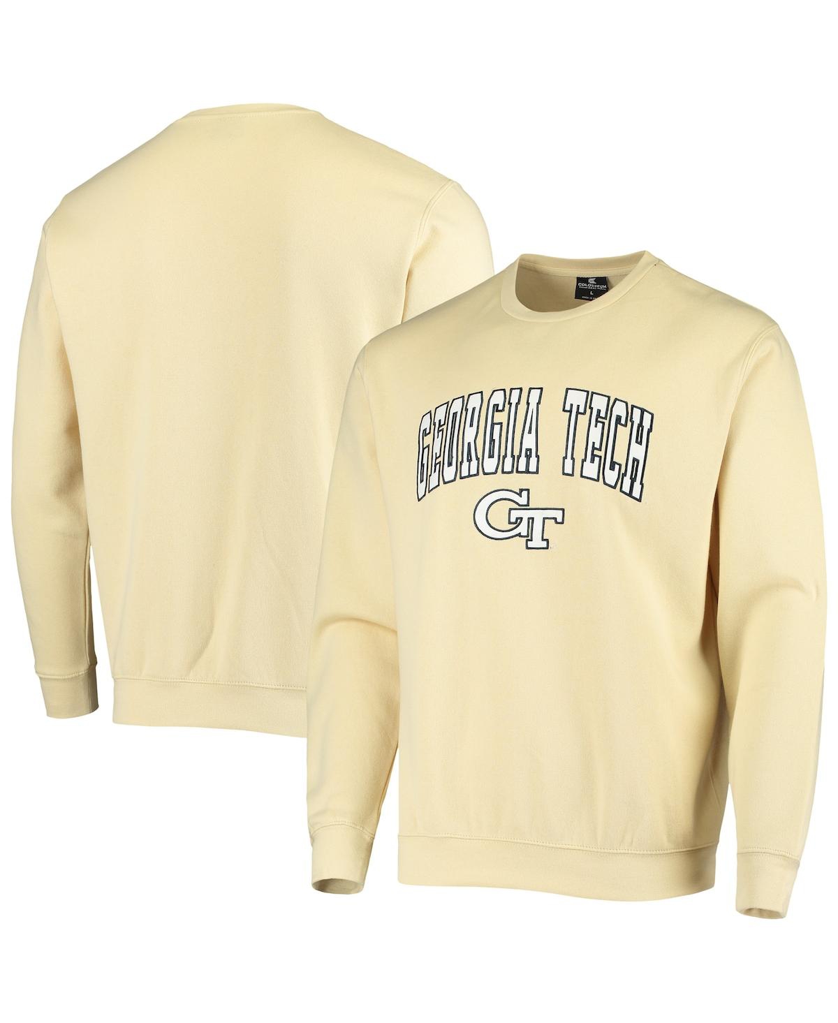 Colosseum Men's Gold-tone Georgia Tech Yellow Jackets Arch Logo Tackle Twill Pullover Sweatshirt In Gold