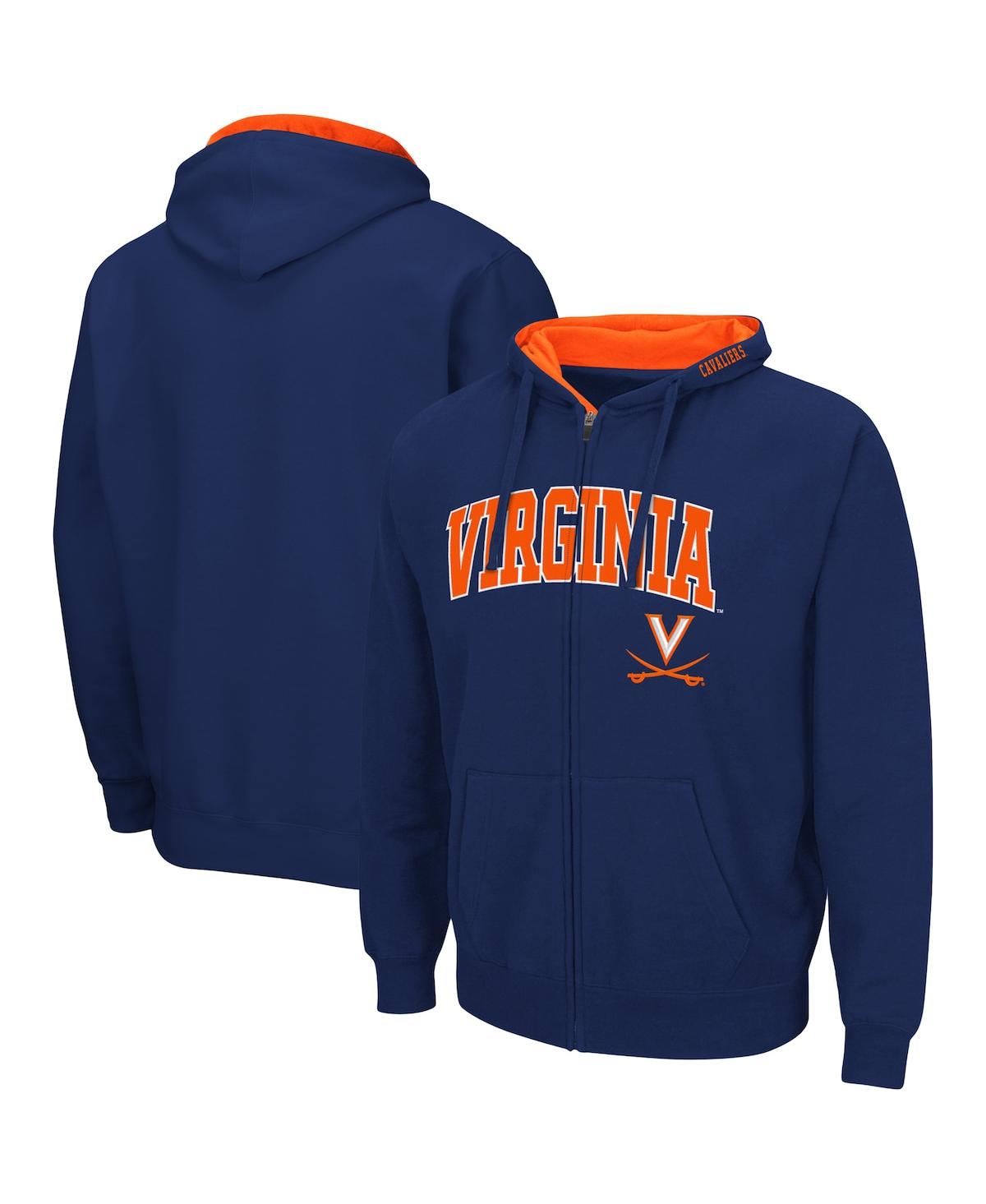 Colosseum Men's Virginia Cavaliers Arch & Logo 3.0 Full-zip Hoodie In Navy