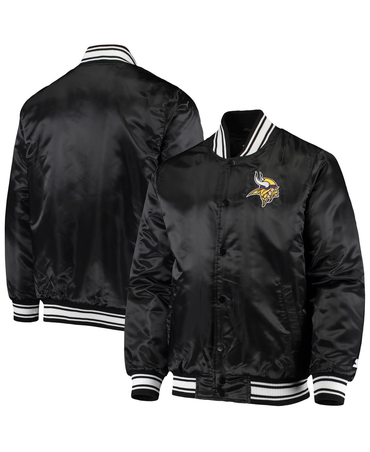 Men's StarterMinnesota Vikings Locker Room Satin Varsity Full-Snap Jacket - Black