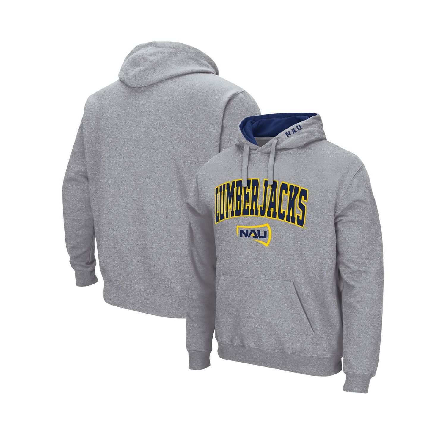 Men's Heathered Gray Northern Arizona Lumberjacks Arch and Logo Pullover Hoodie