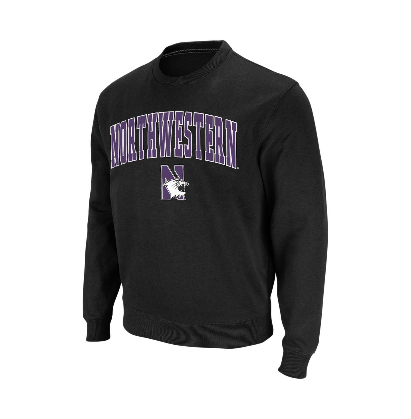 Мужская толстовка Colosseum Northwestern Wildcats Arch & Logo Crew Neck, цвет: Чёрный — фото 2