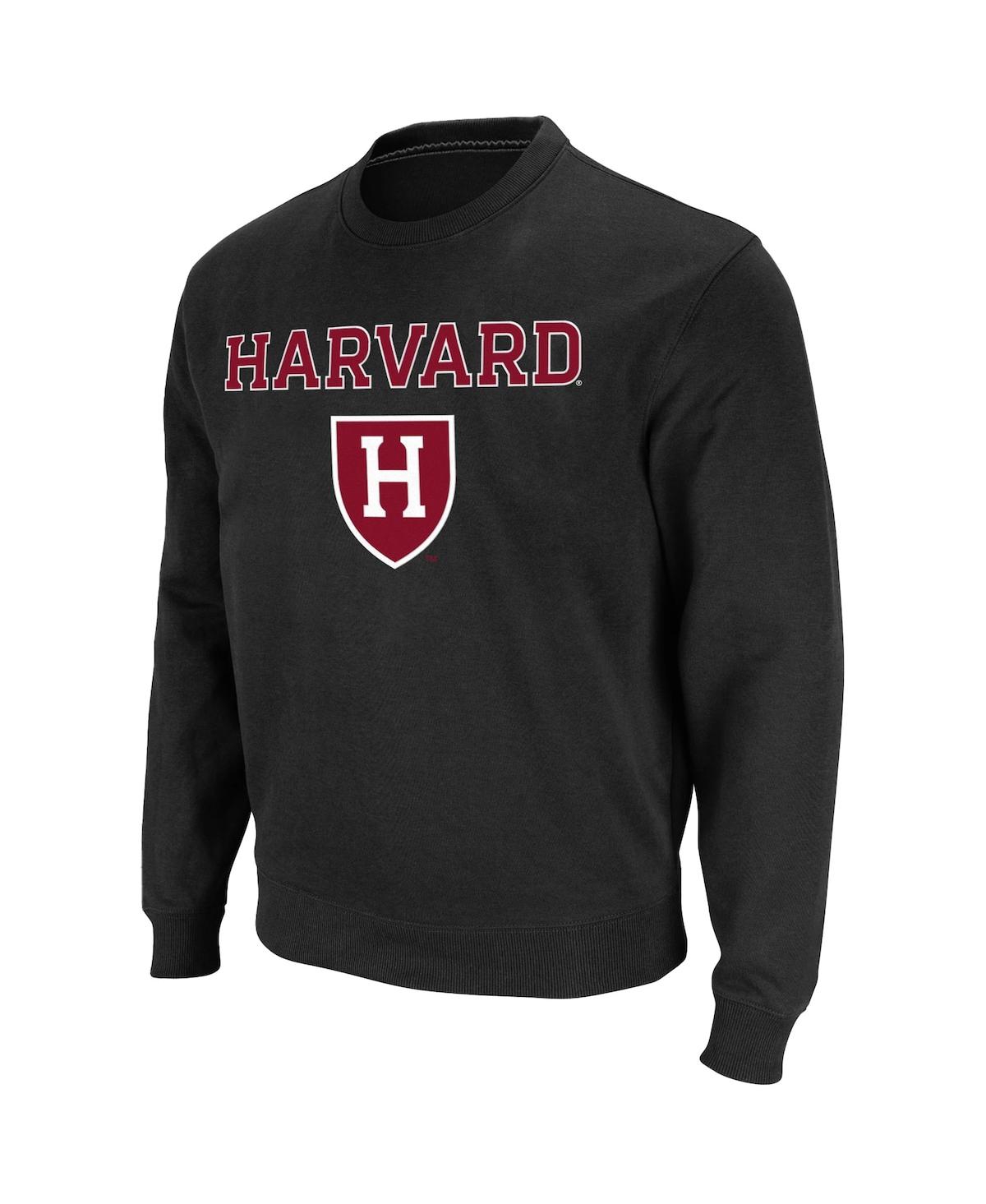 Colosseum Men's Harvard Crimson Team Arch & Logo Tackle Twill Pullover Sweatshirt In Gray