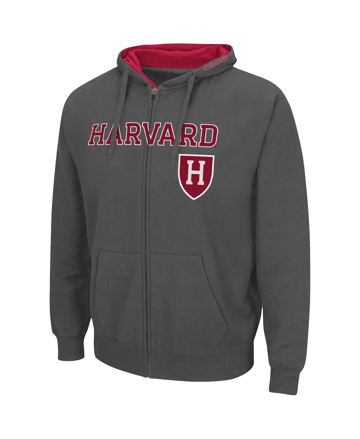 Colosseum Men's  Charcoal Harvard Crimson Arch Logo 3.0 Full-zip Hoodie In Charcoal