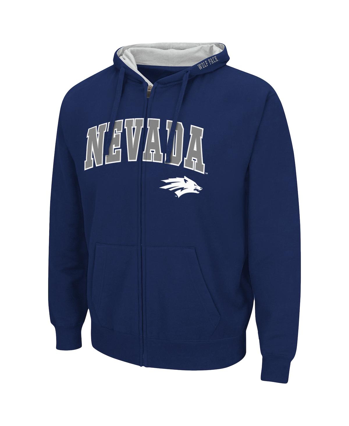 Colosseum Men's  Navy Nevada Wolfpack Arch & Logo 3.0 Full-zip Hoodie In Navy