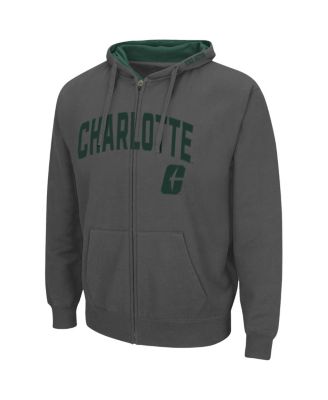 Men's Charcoal Charlotte 49ers Arch Logo 3.0 Full-Zip Hoodie