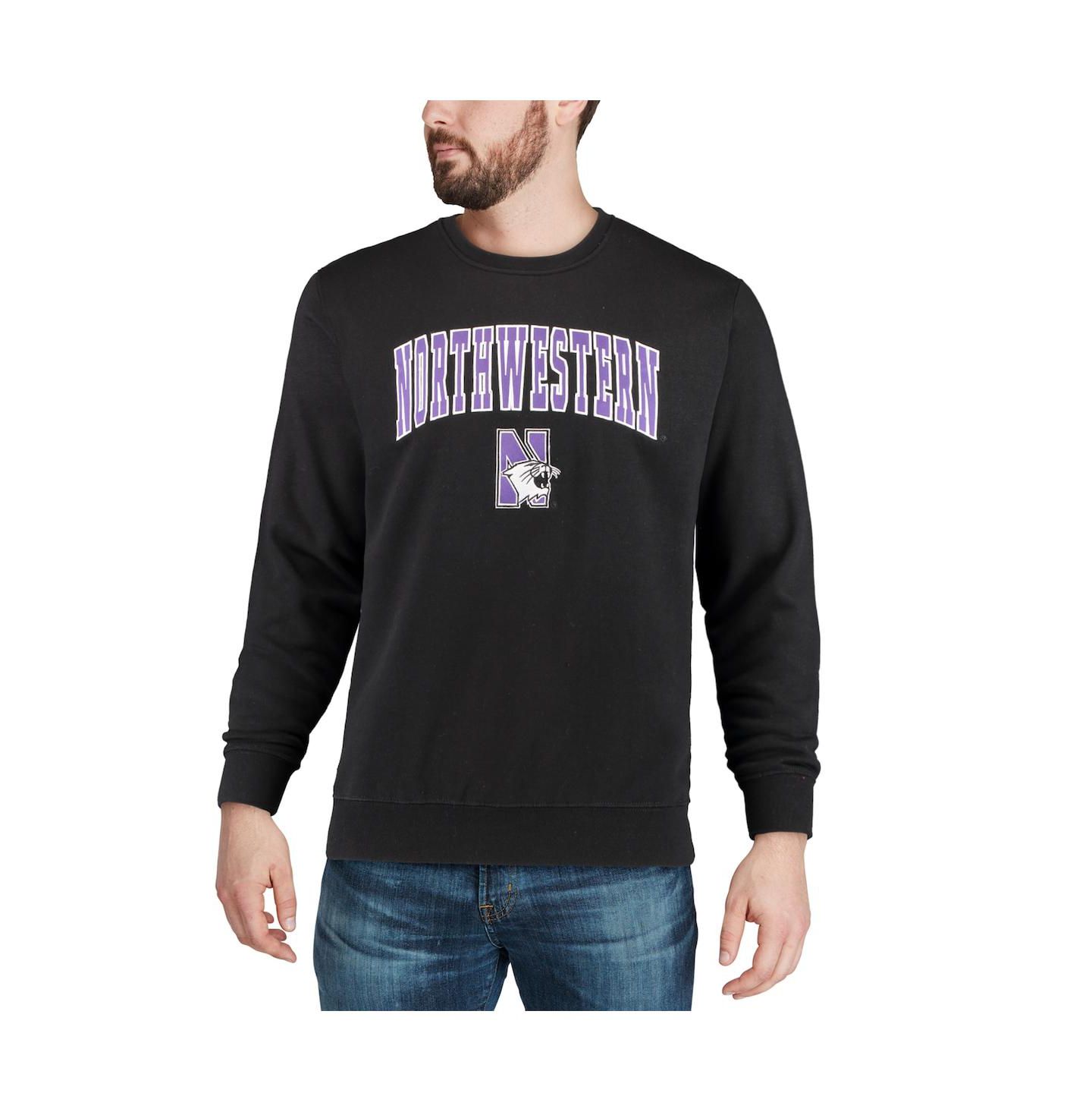 Мужская толстовка Colosseum Northwestern Wildcats Arch & Logo Crew Neck, цвет: Чёрный — фото 4