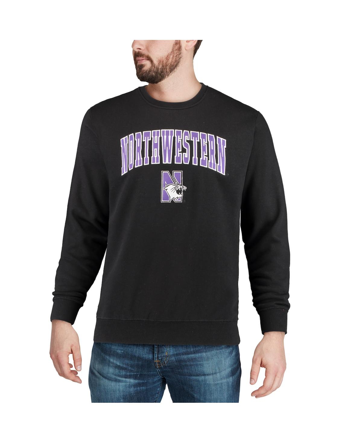 Shop Colosseum Men's  Black Northwestern Wildcats Arch & Logo Crew Neck Sweatshirt