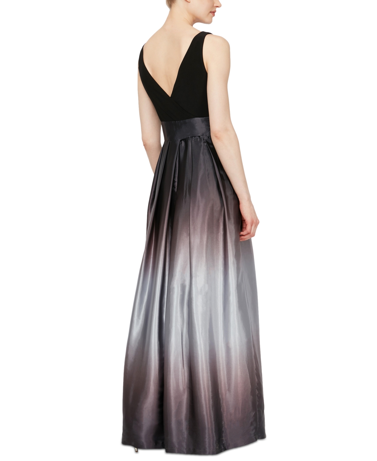 Shop Sl Fashions Petite Ombre-skirt Gown In Navy,light Blue