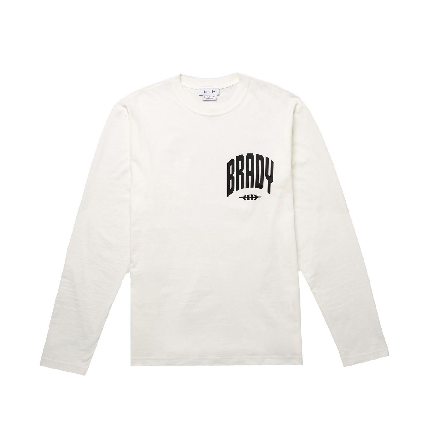Мужская футболка BRADY White Varsity Long Sleeve — фото 2